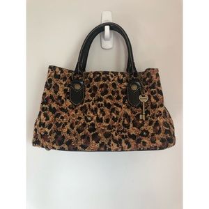 Fossil leopard print purse with leather detail
